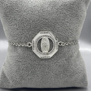 #PA162 - Pulsera Dije Virgen De Guadalupe Piedra Zirconia Plata - A13/5.6