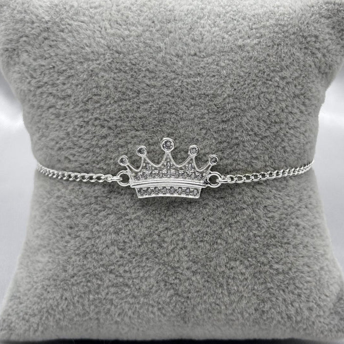 #PA166 - Pulsera Corona Con Piedra Zirconia Plata - A09/3.7