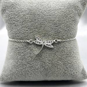#PA172 - Pulsera Libélula Con Piedra Zirconia Plata - A09/3.6