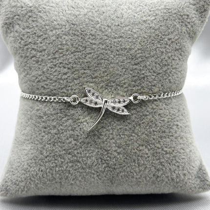 #PA172 - Pulsera Libélula Con Piedra Zirconia Plata - A09/3.6