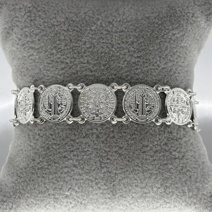 #PA206 - Pulsera Dije/Medalla San Benito Plata - A07/10.4