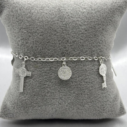 #PA209 - Pulsera Dijes San Benito Plata - A07/4.5