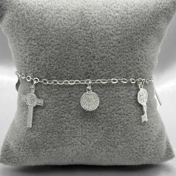 #PA209 - Pulsera Dijes San Benito Plata - A07/4.5