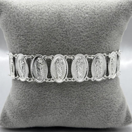 #PA211 - Pulsera Medalla Ovalado San Judas Tadeo Plata - A07/12.4