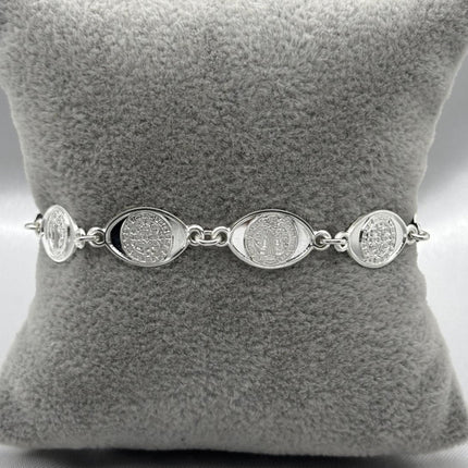 #PA213 - Pulsera Medalla Ovalada San Benito Plata - A07/5.6
