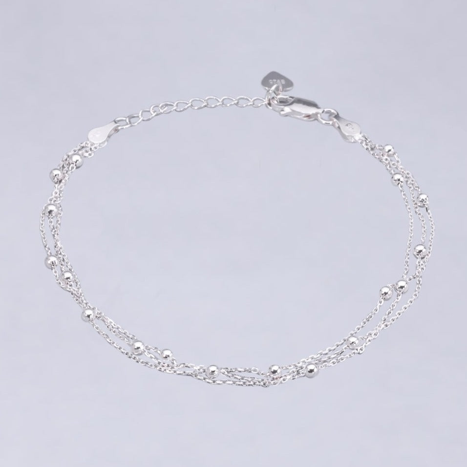 #PA228 - Pulsera Triple Con Bolitas De Plata - B18/3.1