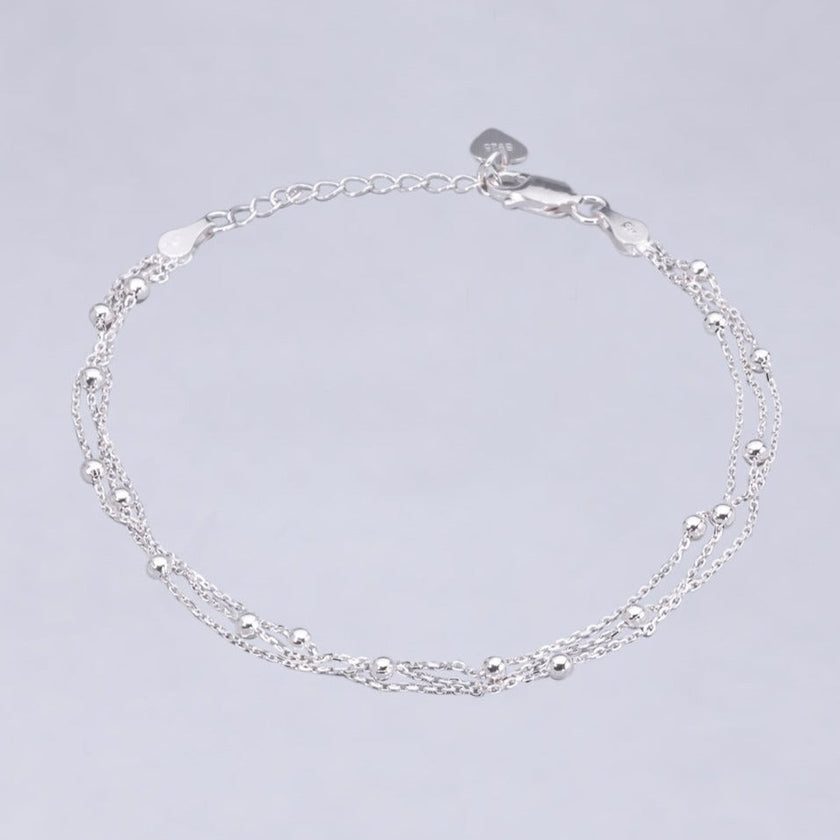 #PA228 - Pulsera Triple Con Bolitas De Plata - B18/3.1