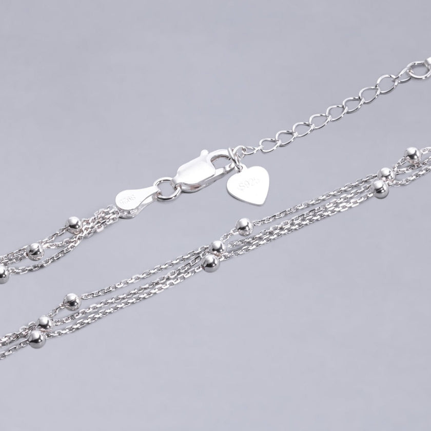 #PA228 - Pulsera Triple Con Bolitas De Plata - B18/3.1