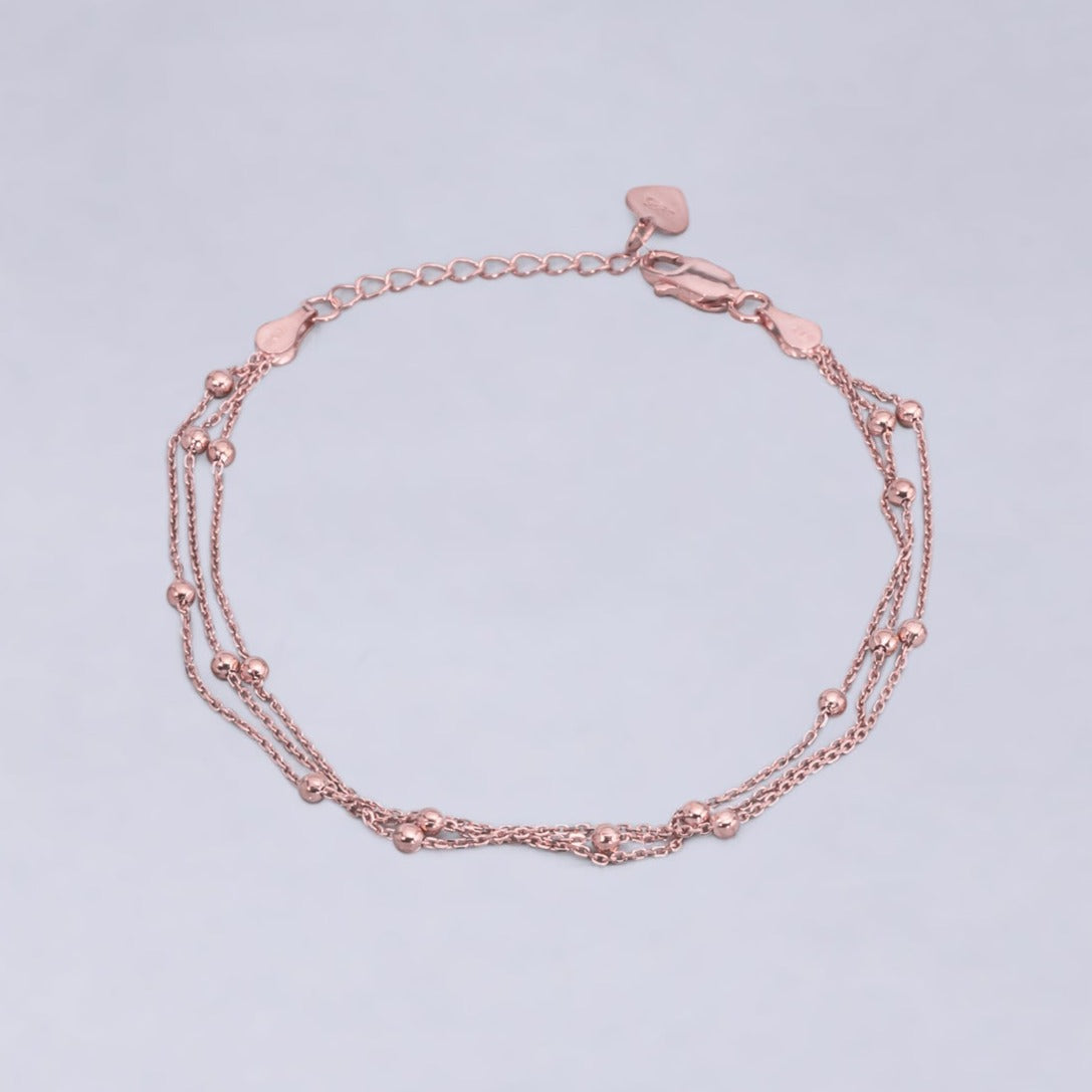 #PA228 - Pulsera Triple Con Bolitas De Plata - B18/3.1