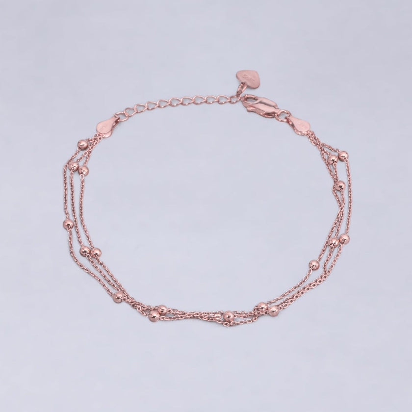 #PA228 - Pulsera Triple Con Bolitas De Plata - B18/3.1