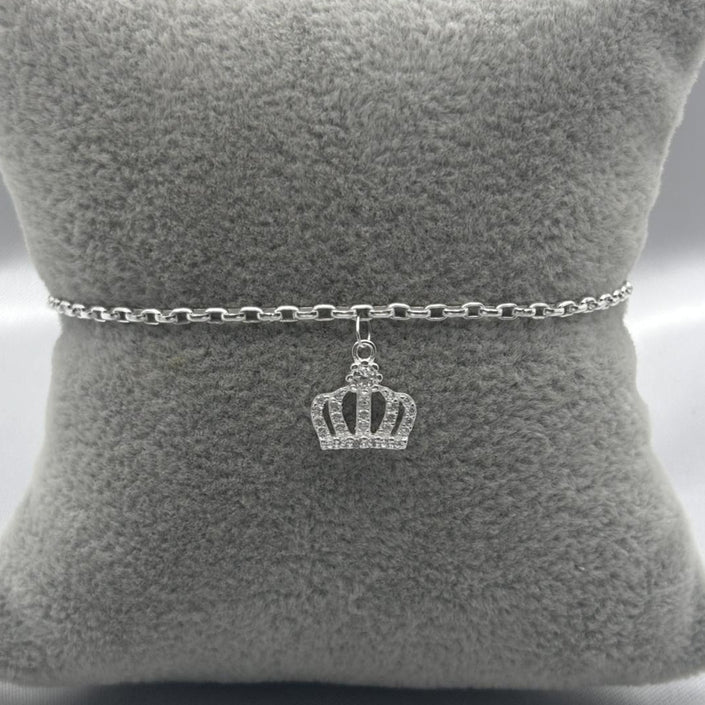 #PA235 - Pulsera Corona Con Piedra Zirconia Plata - A18/2.5