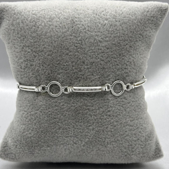 #PA291 - Pulsera Circular Y Rectangular De Plata Con Piedra Zirconia - A09/5.3