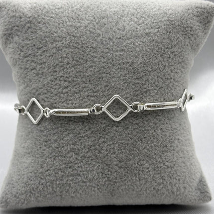 #PA292 - Pulsera Rombo y Rectángulo De Plata Con Piedra Zirconia - A09/5.2