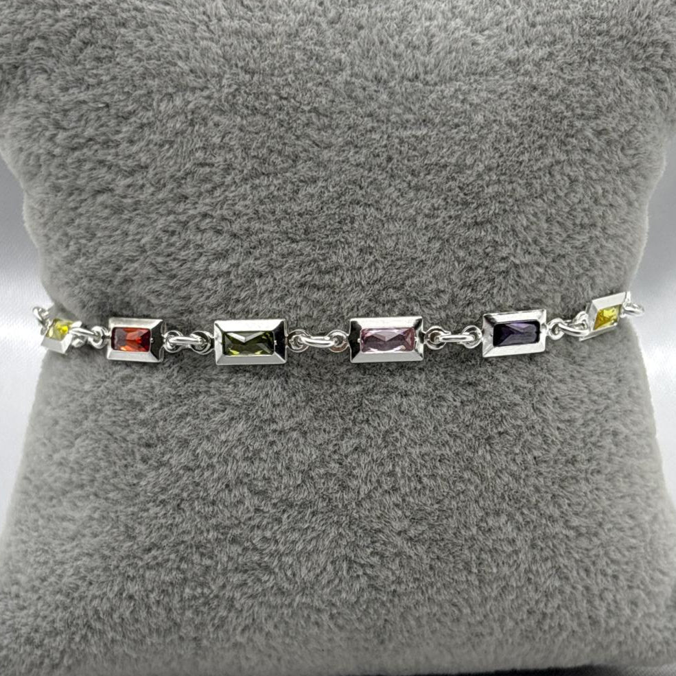 #PA294 - Pulsera Rectangular Con Zirconia Plata -A09/4.1