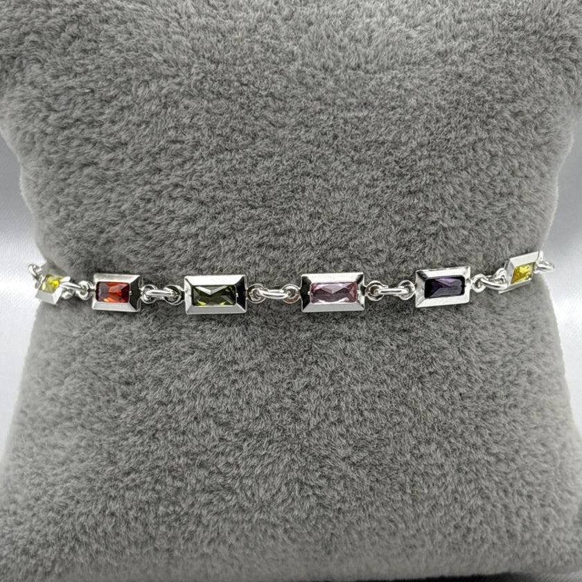 #PA294 - Pulsera Rectangular Con Zirconia Plata -A09/4.1