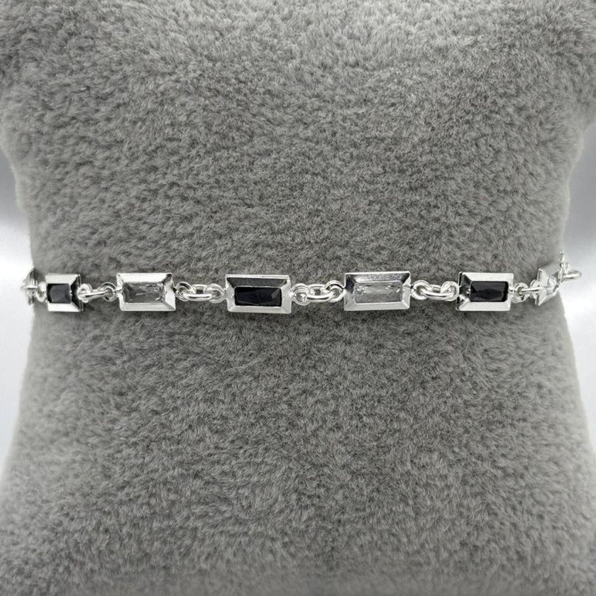 #PA294 - Pulsera Rectangular Con Zirconia Plata -A09/4.1