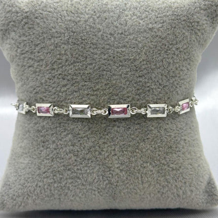 #PA294 - Pulsera Rectangular Con Zirconia Plata -A09/4.1