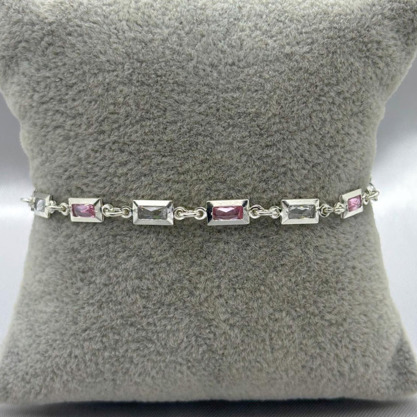 #PA294 - Pulsera Rectangular Con Zirconia Plata -A09/4.1