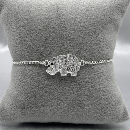 #PA320 - Pulsera Elefante Con Piedra Zirconia Plata - A09/4.6