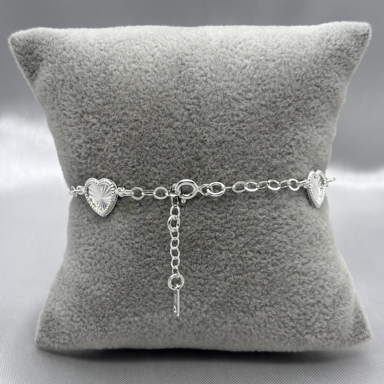 #PA336 - Pulsera Corazones Diamantado Plata - A11/4.0