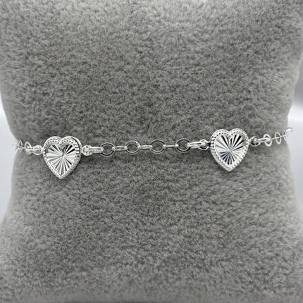 #PA336 - Pulsera Corazones Diamantado Plata - A11/4.0