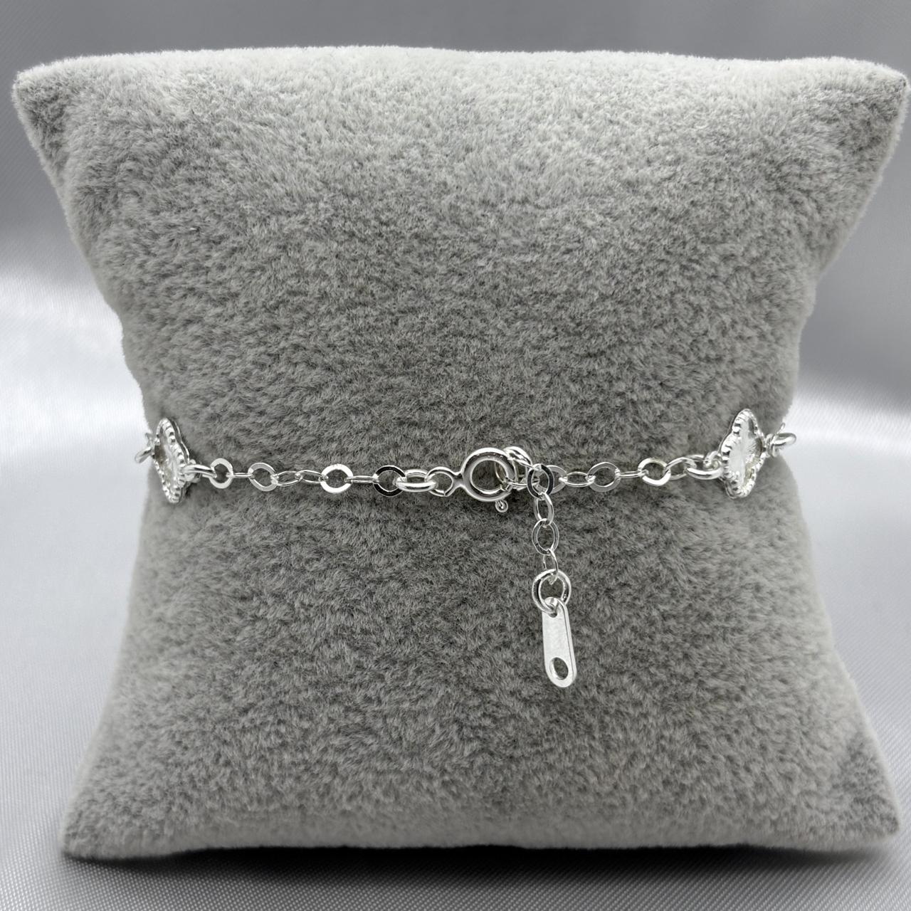 #PA337 - Pulsera Trébol Tipo Van Cleef Diamantada Plata - A15/3.6