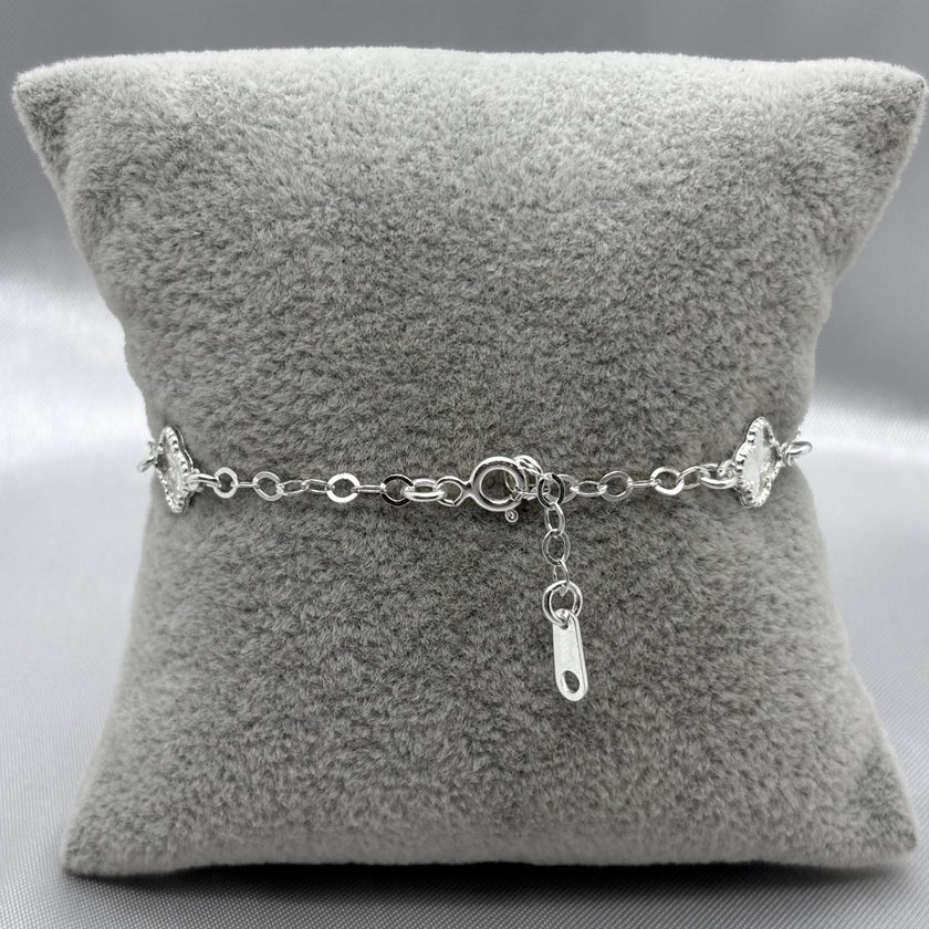 #PA337 - Pulsera Trébol Tipo Van Cleef Diamantada Plata - A15/3.6
