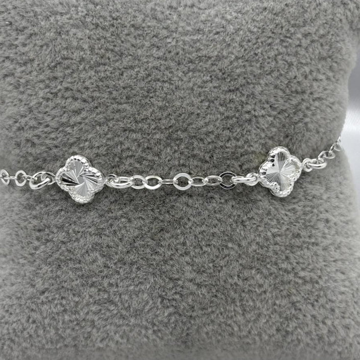 #PA337 - Pulsera Trébol Tipo Van Cleef Diamantada Plata - A15/3.6