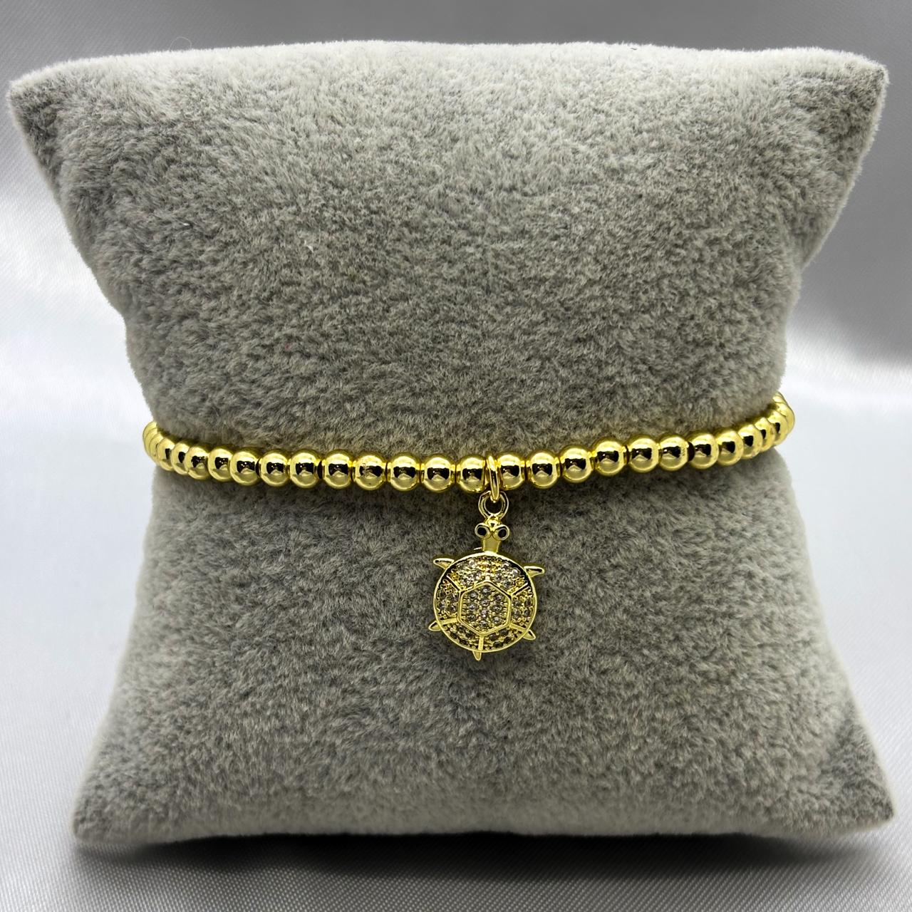 #PAL164 - Pulsera Ajustable Tortuga Piedra Zirconia Oro Laminado 18K - LA025/