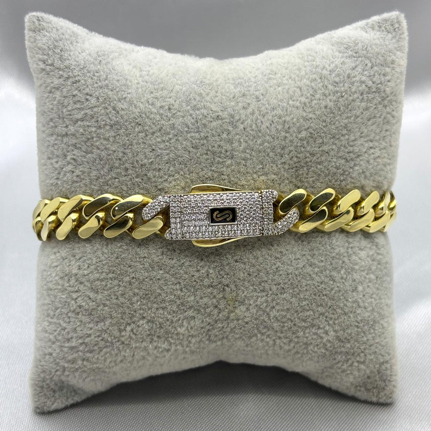 #PO10113 - Pulso Monaco Piedra Zirconia Oro 10K - 9.5 mm - H25/12.6