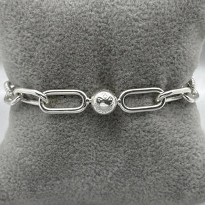 #PP101 - Pulsera Eslabón Con Esfera Plata - MI14.7