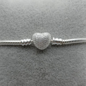 #PP114 - Pulsera Para Charms Corazón Piedra Zirconia Plata - B12/9.0