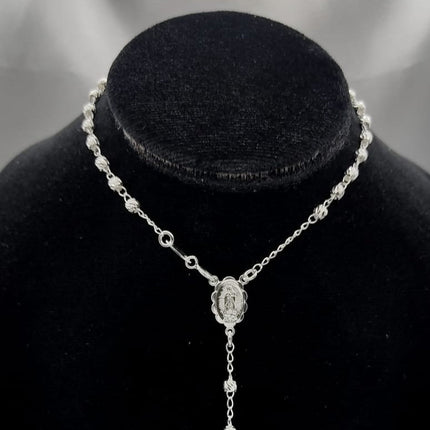 #MR103 - Rosario Virgen De Guadalupe Rayada Plata - 3 mm - A09/8.3
