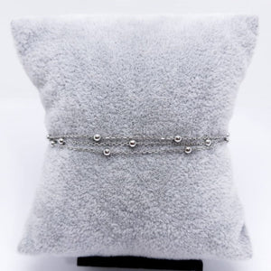 #PA228 - Pulsera Triple Con Bolitas De Plata - B18/3.1