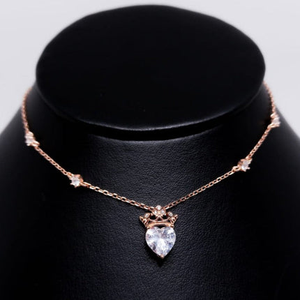 #G192 - Gargantilla De Corazón y Corona De Plata - C14/3.8