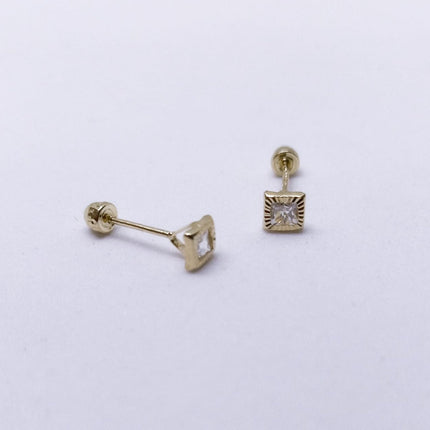 #B10156 - Broquel De Bisel Cuadrado Diamantado De Oro10k - L180/ - L365/