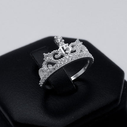 #AD300 - Anillo Corona De 15 años/XV's Con Piedra Zirconia Plata - A13/1.8