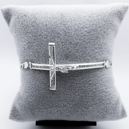 #PA248 - Pulsera De Cruz/Crucifijo/Cristo Piedra Zirconia Plata - A09/7.0