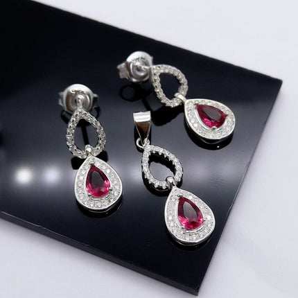 #J105 - Juego de Broquel, Dije Y Anillo Gota - C14/7.4