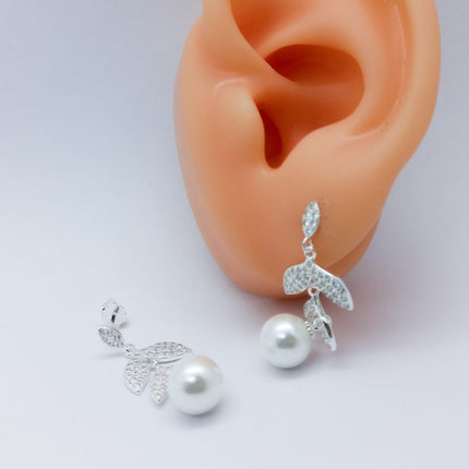 #AR123 - Arete De Hojas Y Perla - C14/3.7