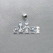 #D126 - Dije Familiar Mamá, Papá y 3 Niños o Niñas Plata - A19/2.9