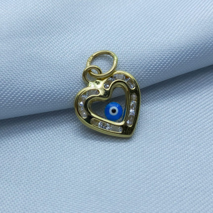 #D10118 - Dije / Corazón Con Ojo Turco De Oro 10k - H02/0.9