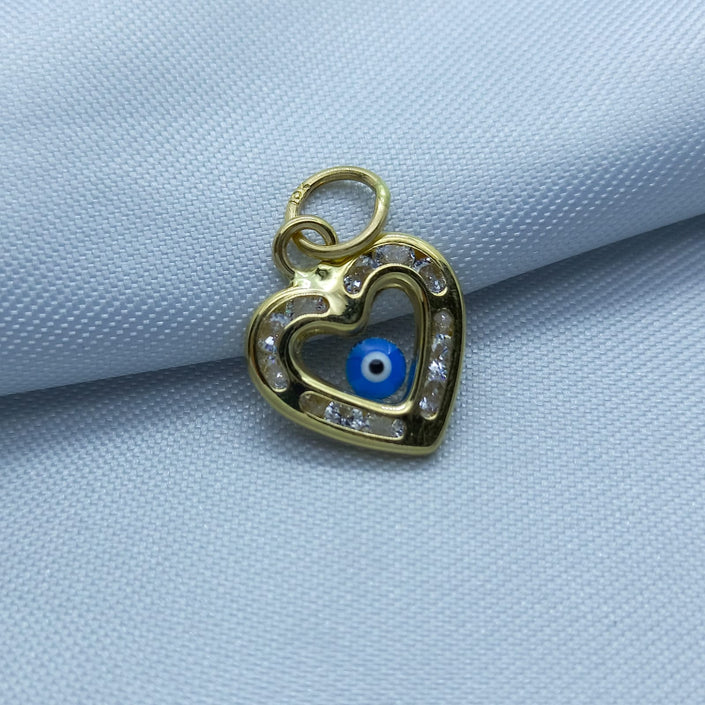 #D10118 - Dije / Corazón Con Ojo Turco De Oro 10k - H02/0.9