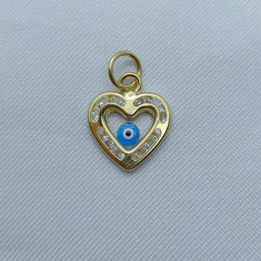 #D10118 - Dije / Corazón Con Ojo Turco De Oro 10k - H02/0.9