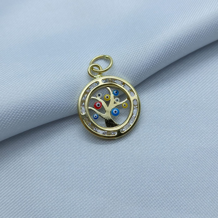 #D10116 - Dije Árbol De La Vida / Ojo Turco De Oro 10k - H02/1.2