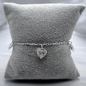 #PA252 - Pulsera De Corazones De Plata Con Piedra Zirconia - A18/3.3