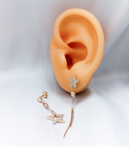 #AR161 - Arete De Estrellas Y Colgante - C14/2.2