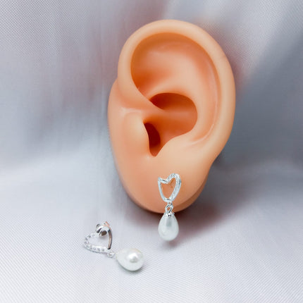 #AR160 - Arete Corazón Y Perla - C14/1.9