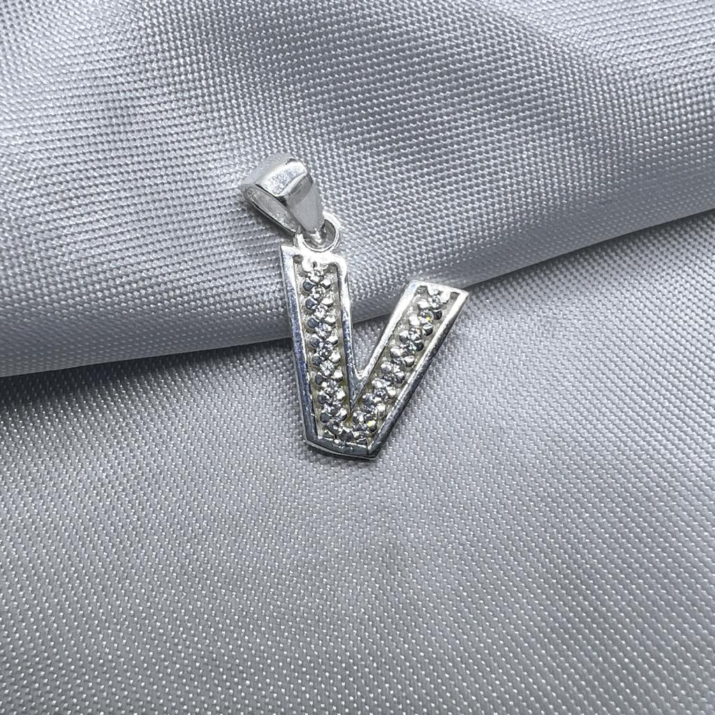 #D490 - Dije Letra De Plata Con Piedra Zirconia - A13/1.4