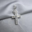 #D496 - Dije Cruz Con Corona De Piedras Zirconia Plata - C16/10.0